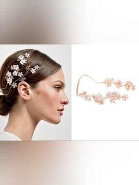 Keren Wolf Wedding Headpiece Crystal Bridal Tiara In Light Pink And Zirconia.